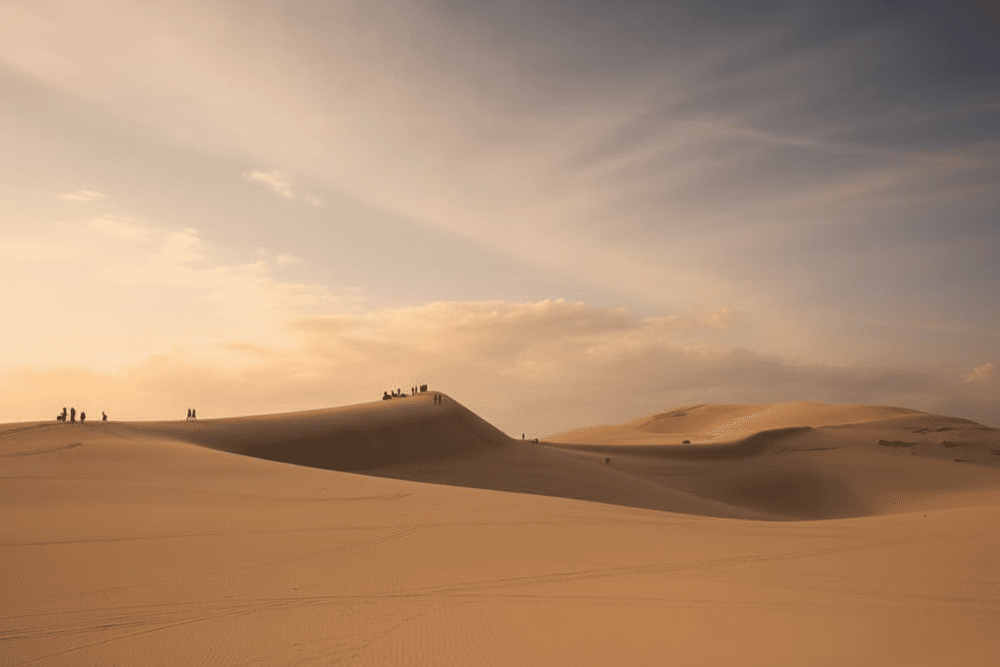 T&ugrave;y v&agrave;o thời điểm trong ng&agrave;y, lớp c&aacute;t c&oacute; l&uacute;c mang sắc v&agrave;ng &oacute;ng như bao đồi c&aacute;t kh&aacute;c